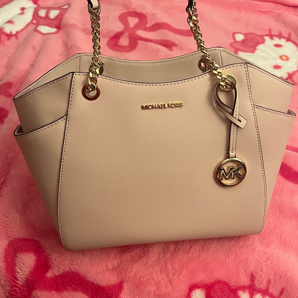 Michael Kors jet set travel shoulder tote Blush Pink with Gold Accents